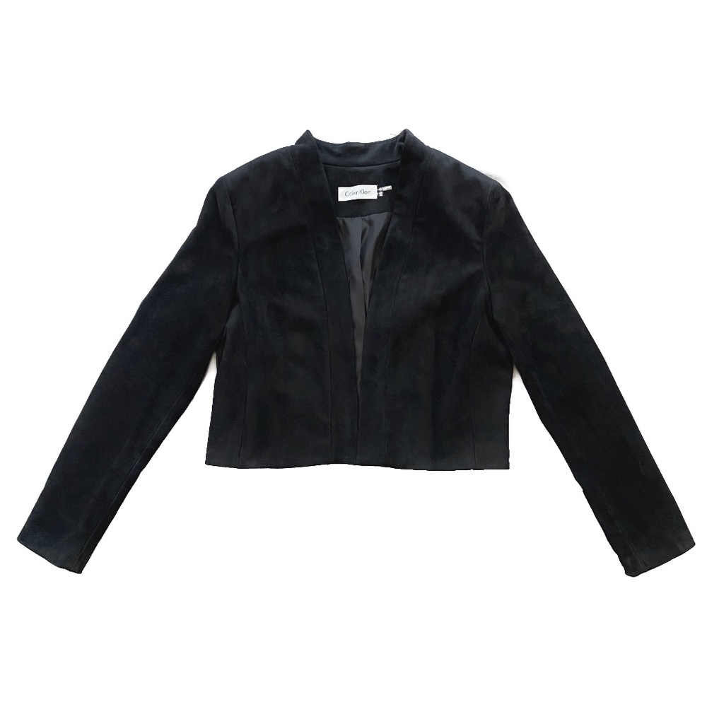 Calvin Klein Petite Black Faux Suede Lined Evening Jacket
